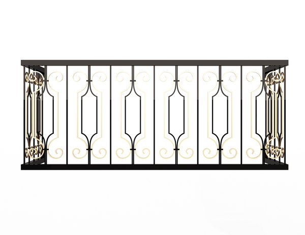Forging Iron Forged Balcony Railing Baroque Classic 02 3D model ...