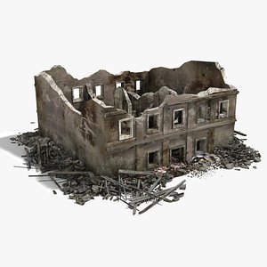 Ruined Damaged Building War 2 WW2 09