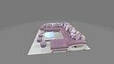 Modern Purple White Modular Sectional Sofa 3D Furniture Sets