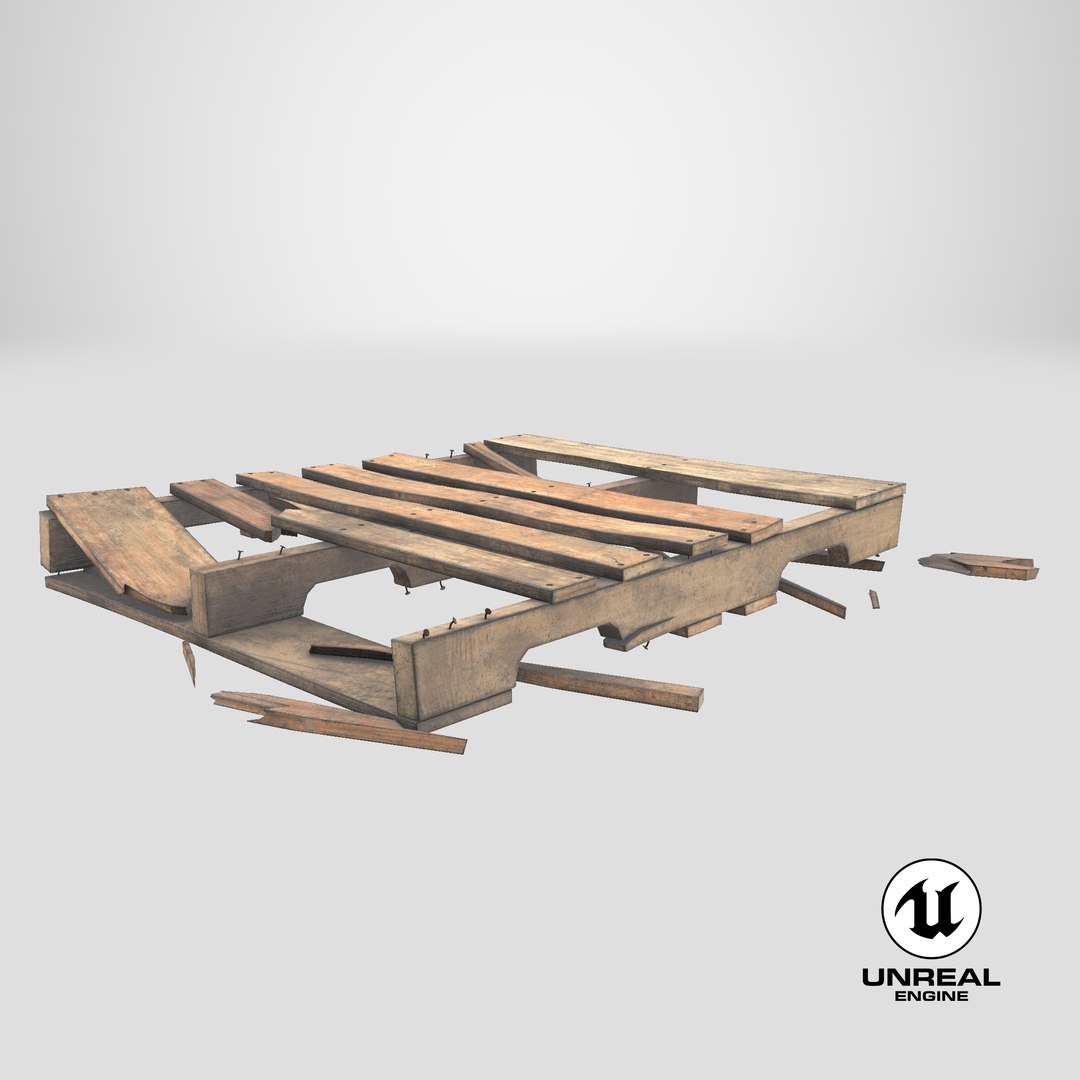 3D Wooden Pallet Damaged model https://p.turbosquid.com/ts-thumb/Le/Xok4vY/Mr/stemcell_unreal_render/png/1654066188/1920x1080/fit_q87/17ebf7bb303bcb26ad5f5f862768c7fc183e61ff/stemcell_unreal_render.jpg