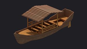 3D Wooden Boat boat cartoon boat raft model
