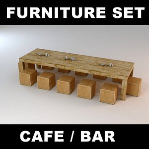 furniture table chairs 3d model