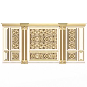 Boiserie Classic Wall with Mouldings 018 White 3D model
