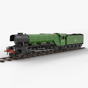 3D Flying Scotsman steam train with tender model