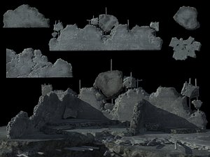 set ruined wall 3d model