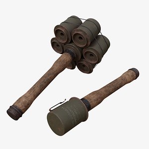 3D nazi m24 stielhandgrenate stick model