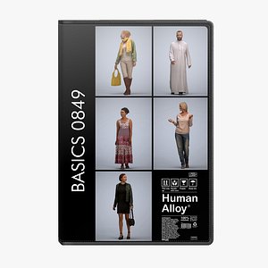 3D Basics0849 - A set containing 5 models of male and female adults walking in casual attire in public