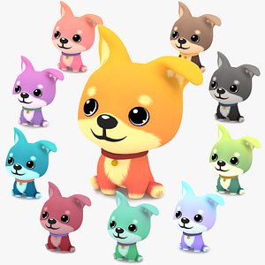 Cute Doggies 3D model
