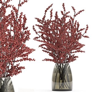 decorative branches vase red 3D