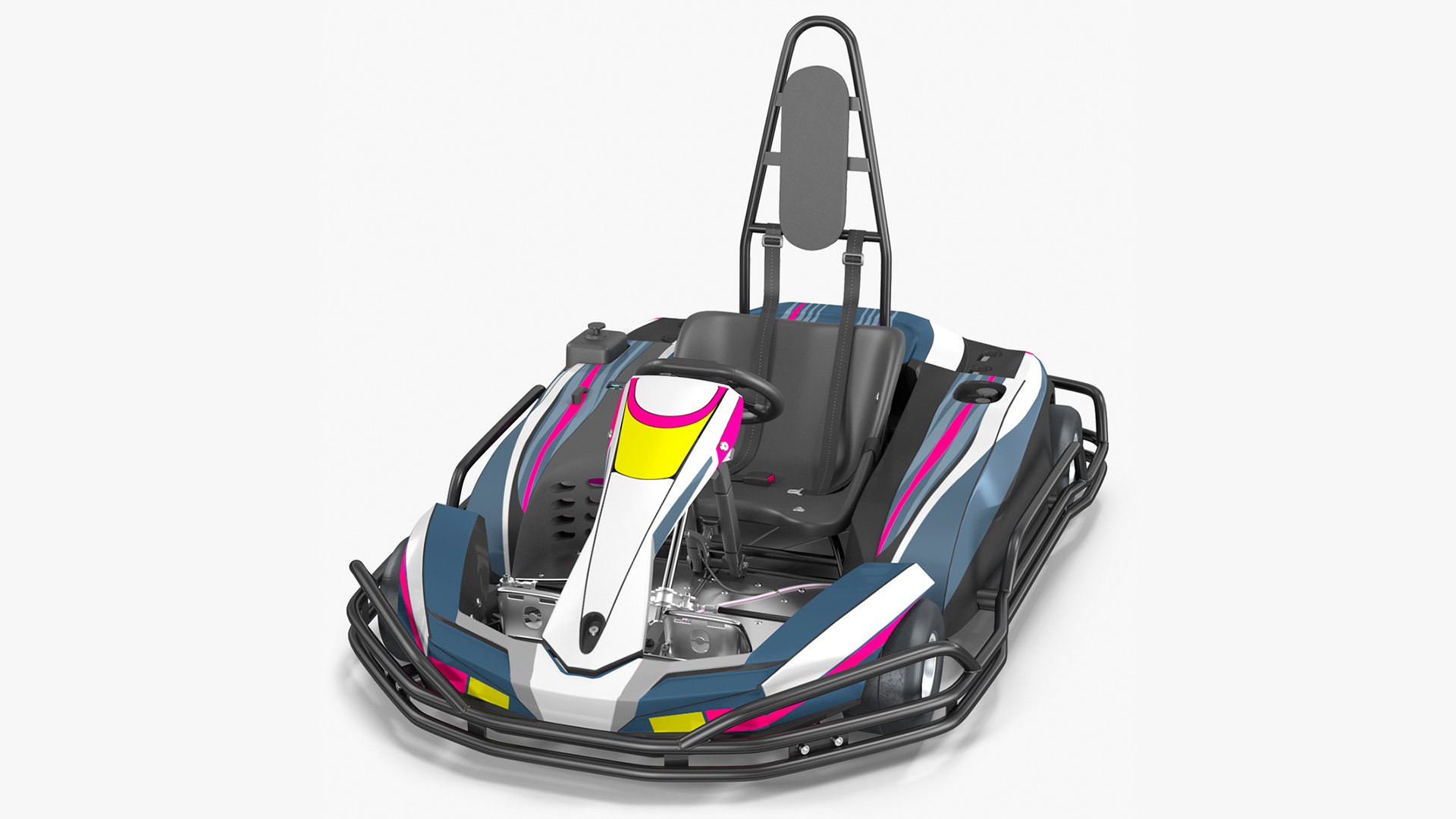 Petrol Powered Kart with Roll Bar Rigged 3D model preview
