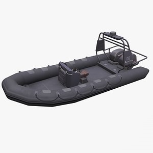 Rubber boat with outboard motor 3D model