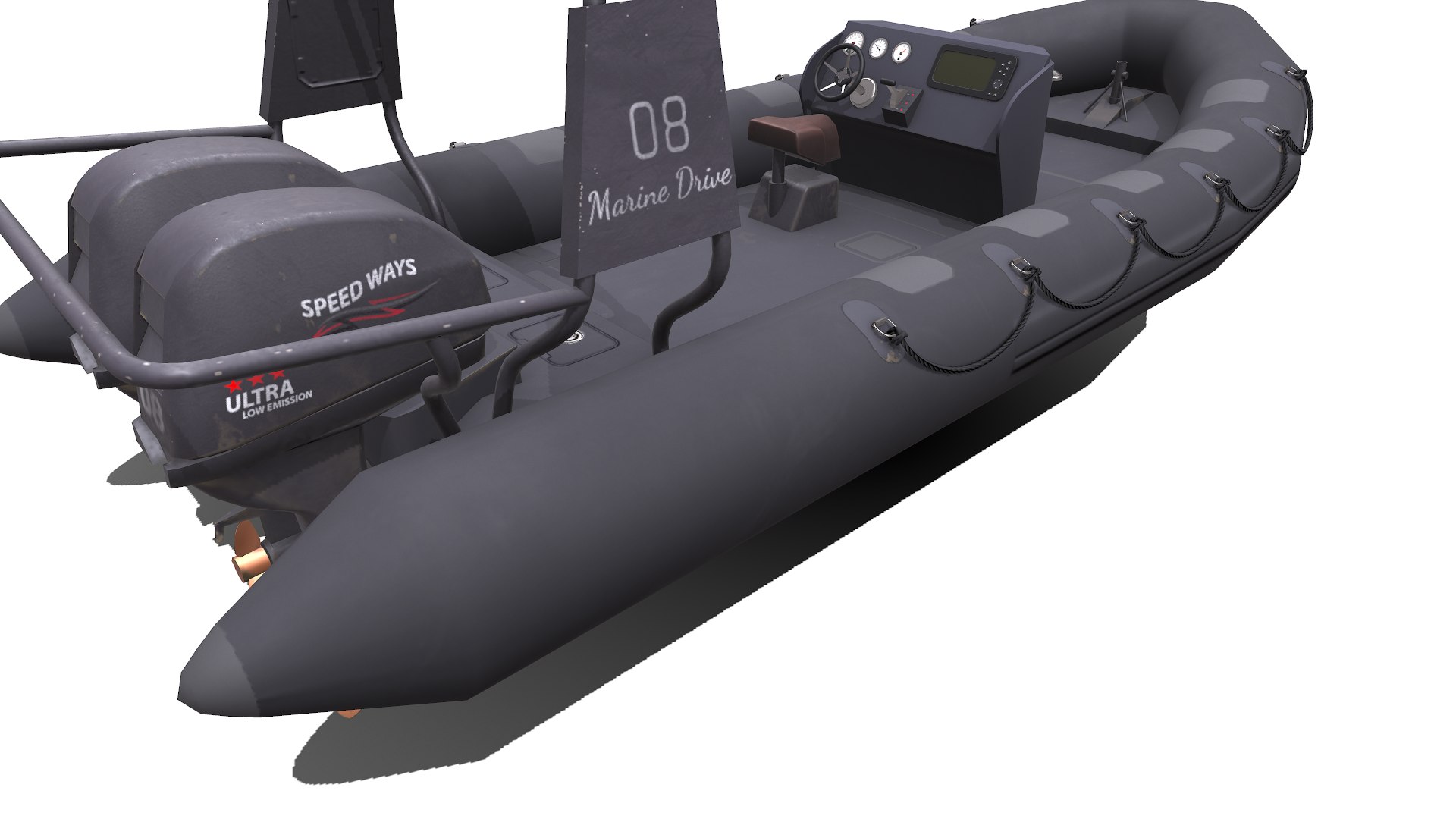 Rigid Inflatable Boat RHIB Low-poly PBR 3D Model - TurboSquid 2100639