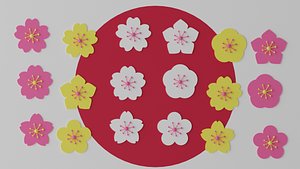 3D model Cartoon Cherry Blossom Flower Sakura 1