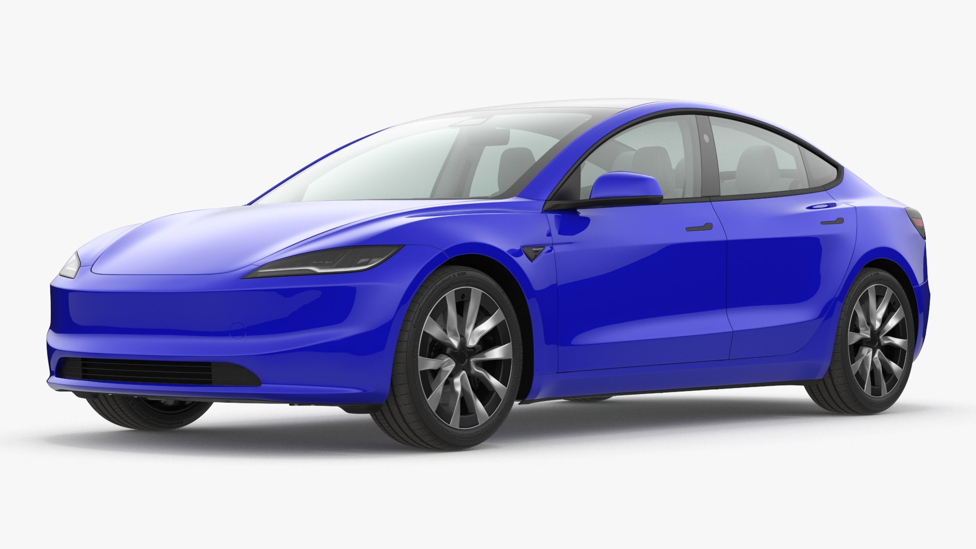 Modern Electric Sedan Blue 3D model preview