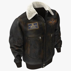 Shabby Mens Aviator Jacket Black Fur