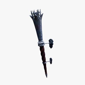 Torch medieval Prop PBR Low-poly 3D model