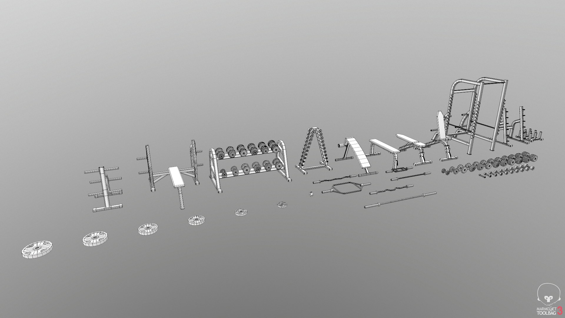 3D model gym props pack 01 https://p.turbosquid.com/ts-thumb/Lf/zJh81n/eBLWqkbN/z3/png/1540490648/1920x1080/fit_q87/054bb7c75949820c31188ae7194b662558ba1613/z3.jpg