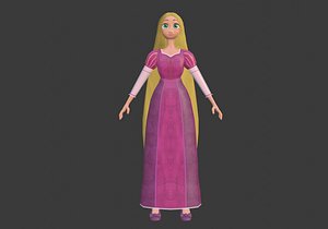rapunzel princess low poly girl 3D model