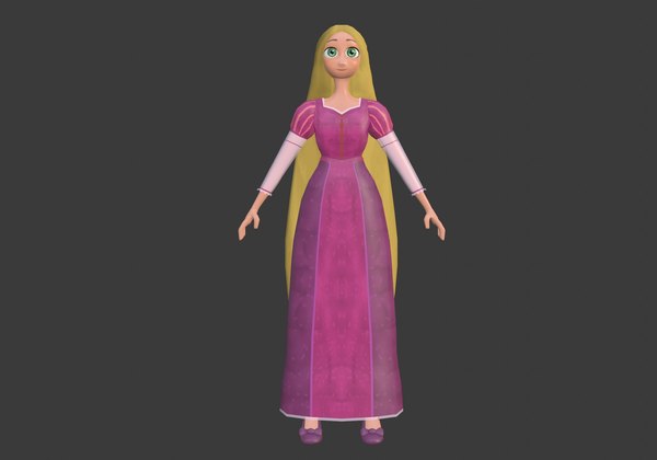 rapunzel princess low poly girl 3D model