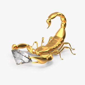 3D Gold Scorpion and Diamond model