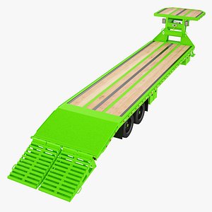 3D Gooseneck Pickup Truck Trailer Open 03
