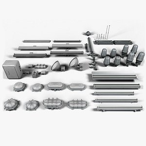 3D model Old Industrial Lamps Pack
