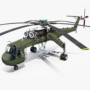 Cargo Helicopter Sikorsky S-64 Skycrane Green