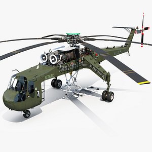 Cargo Helicopter Sikorsky S-64 Skycrane Green