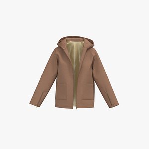 3D model Female raglan suede coat