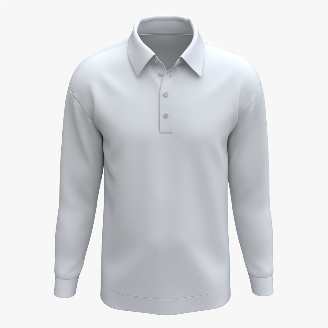 Long Sleeve Polo Shirt for Men Mockup 02 White 3D - TurboSquid 2044900