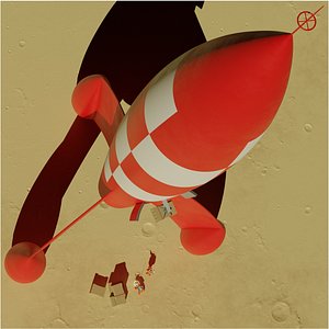 Tintin Lunar Landing Scene
