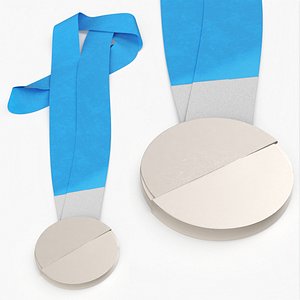 Athletic Silver Medal Blue Strap 3D model