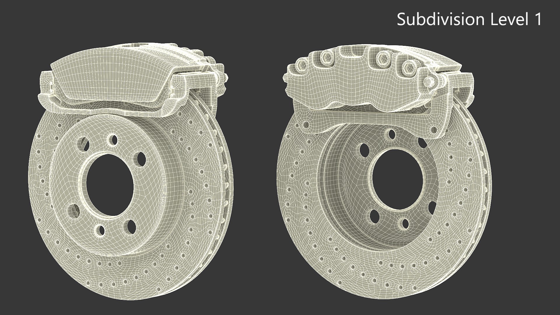 SSBC Drilled Brake Rotor With Red Caliper 3D - TurboSquid 2390596