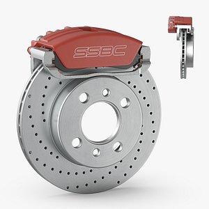 SSBC Drilled Brake Rotor with Red Caliper