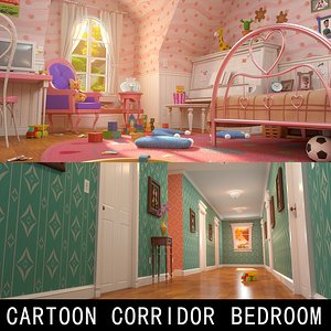 Cartoon Corridor Bedroom V3 3D model