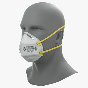 N95 Flat Fold Respirator Mask with Male Mannequin