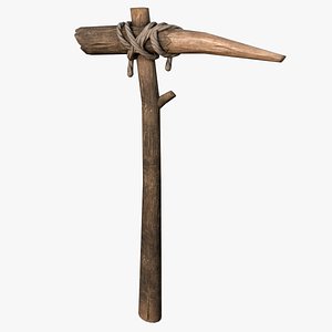pickaxe tools wooden 3D