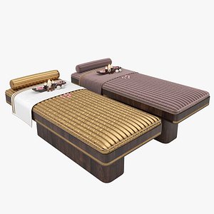 Spa bed-massage bed with spa decorations 3D