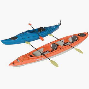 3D Kayak 01 Blue and Red Single Mat All PBR Unity UE Textures