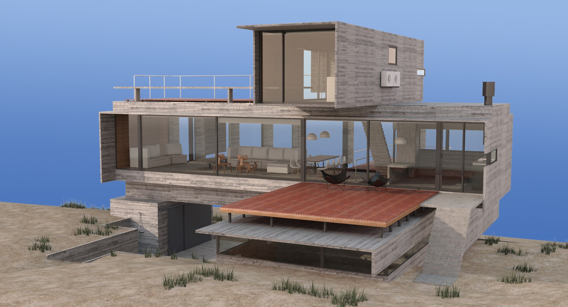Modern House Exterior 3d Obj
