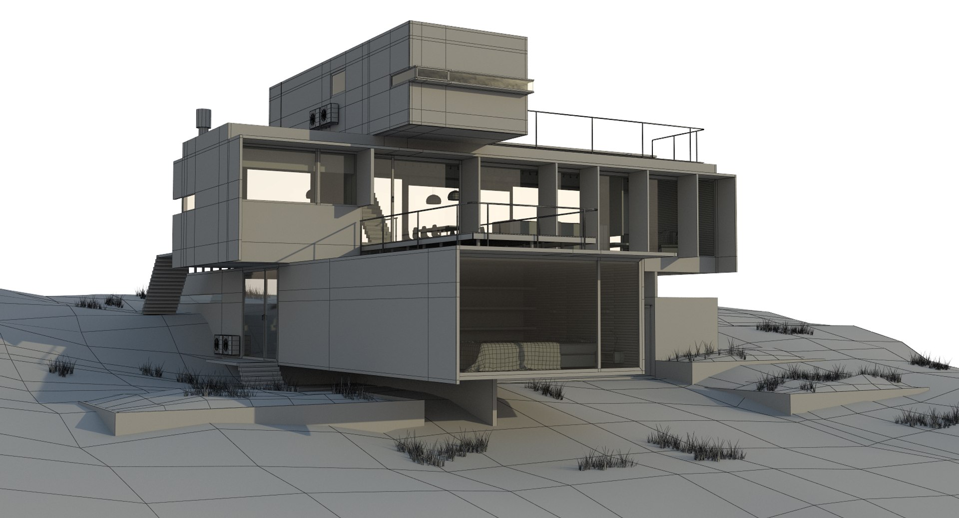 Modern House Exterior 3d Obj