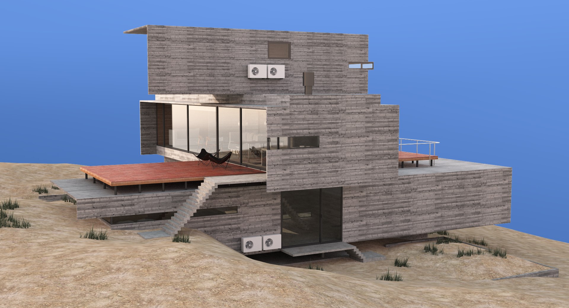 Modern House Exterior 3d Obj