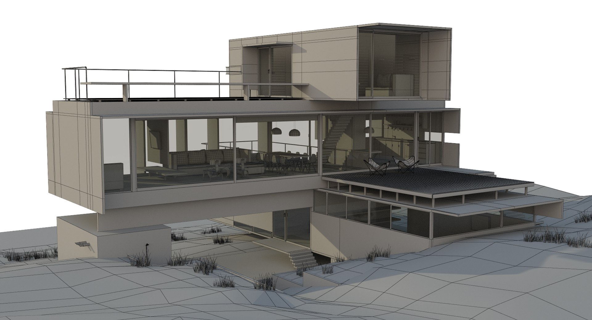 Modern House Exterior 3d Obj