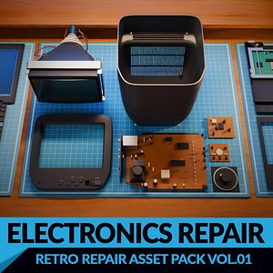 Retro Repair - Y2K Electronics 3D Model Kit 6 Gadgets with Detachable Parts