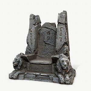 3D Lion Stone Throne model