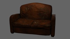 Old Worn Leather Sofa - PBR - Game-Ready