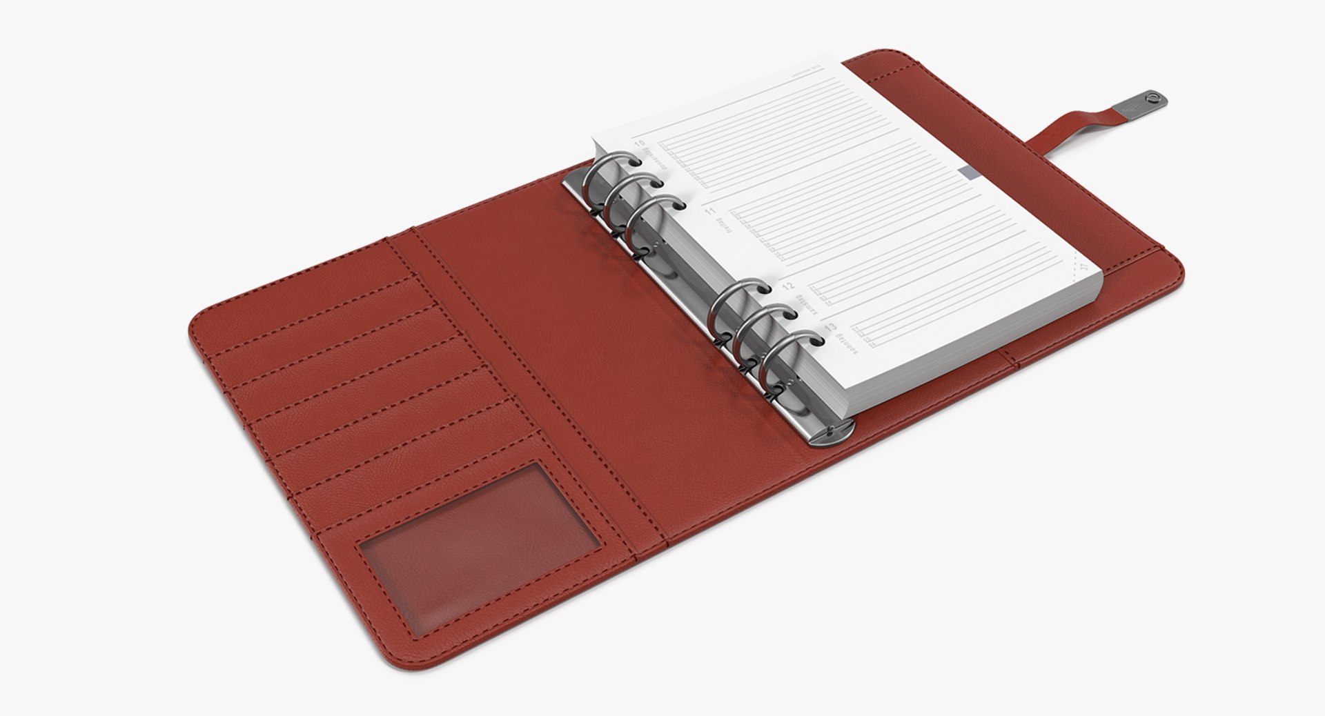 Open Weekly Organizer Red 3D Model 3D model preview