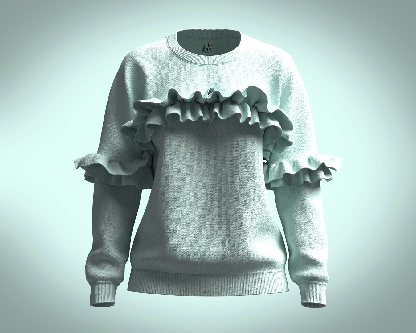 3D Girls-Ruffle Drop Shoulder Sweatshirt model - TurboSquid 2050925
