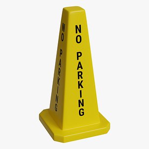 3D model Yellow Closed Top 24 Inch Safety Lamba Floor Cone No Parking Sign