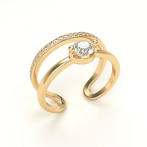 3d diamond ring gold model